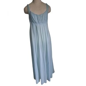 VTG VANITY FAIR baby blue nylon tricot long gown nightdress lingerie chiffon 36